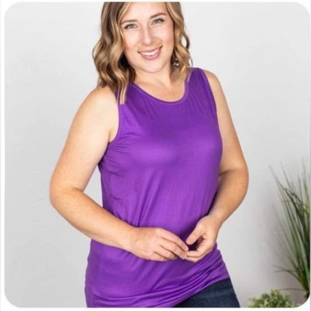NWT Michelle Mae Solid Color Purple Fitted Sleeveless Top Size XS